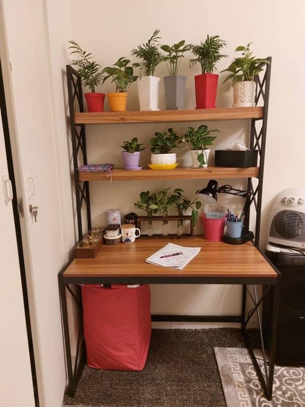 میز پایه فلزی مدل : کتابخانه دار 20*40 ایکس دار ، طبقه 6 سانتی